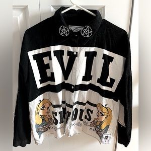 Gothic Alice in wonderland button up corduroy top